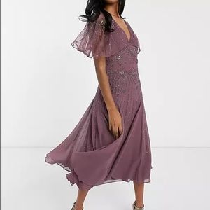 ASOS floral embellished cape mid dress 1920s theme